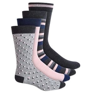 Bar III 4 Pairs Novelty Socks - Grey/Pink/Blue